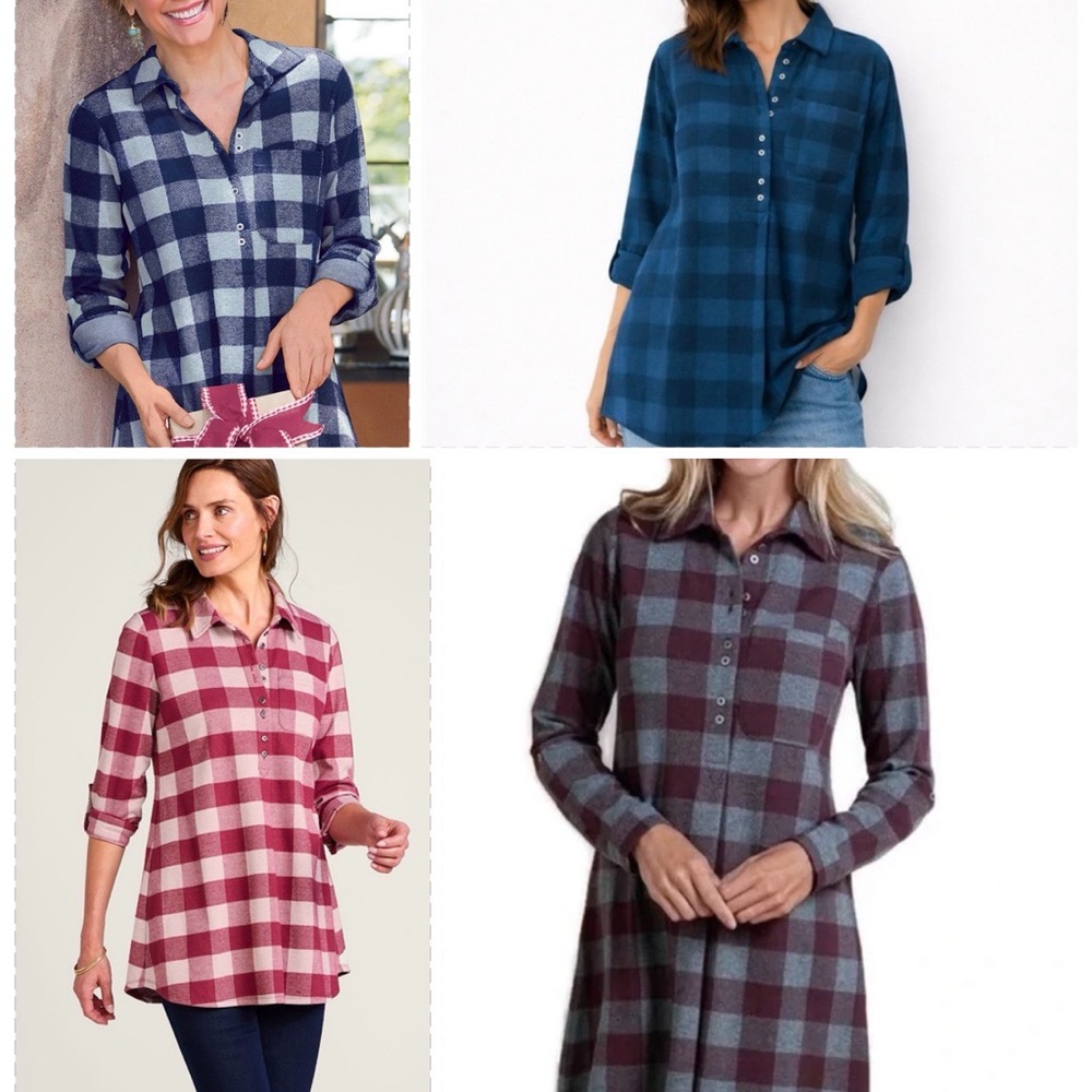 Bundle of Mad About Plaid Soft Surroundings Button-Up Women tunics!